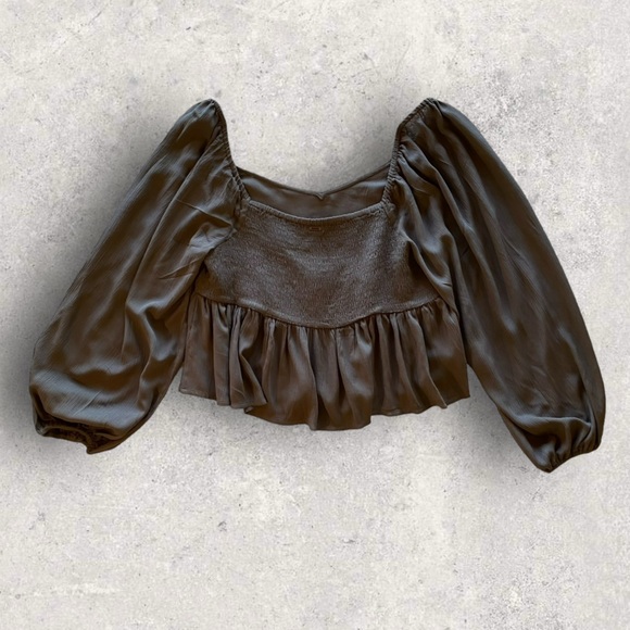 O’Neill Charcoal Grey Peasant Long Sleeve Top Blouse Size M. Great Condition! - Picture 14 of 14